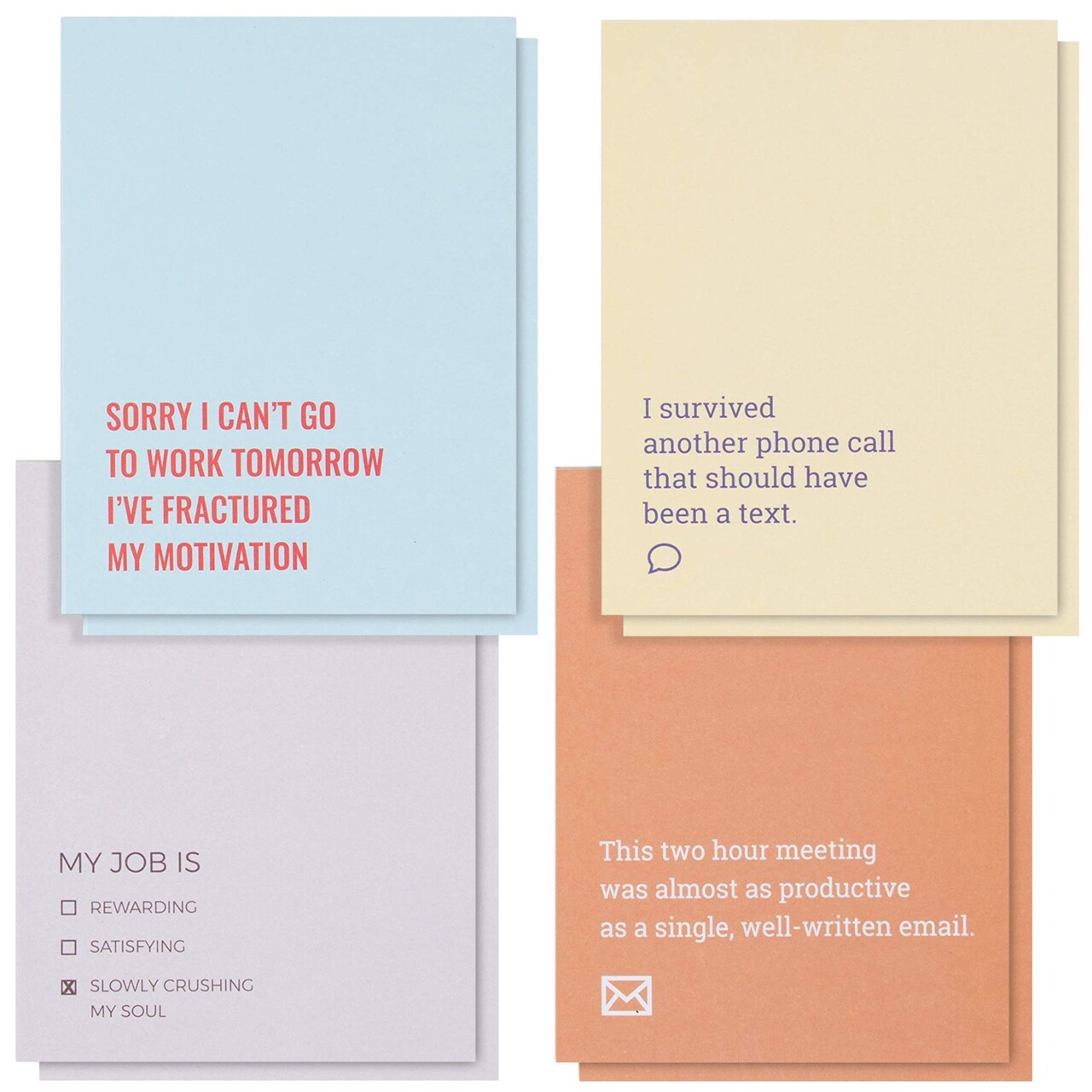 8 Pack Funny Notepads with Sarcastic Sayings, Demotivational Notebooks for The Office, Coworkers, Employee, Colleagues, Adults, 4 Sarcastic Designs (4.25 x 5.5 Inches)